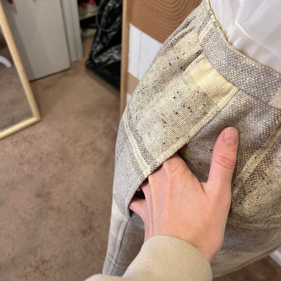 Vintage 90s Jones New York Cream Neutral Wool Plaid Print Wrap Mini Skirt - Picture 9 of 14